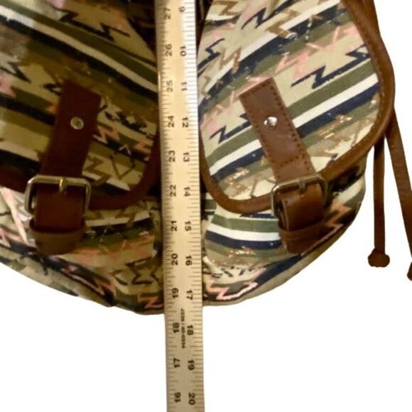 Womens Backpack Neutral Earth Colors Aztec Geometric Print Lined - Picture 6 of 7